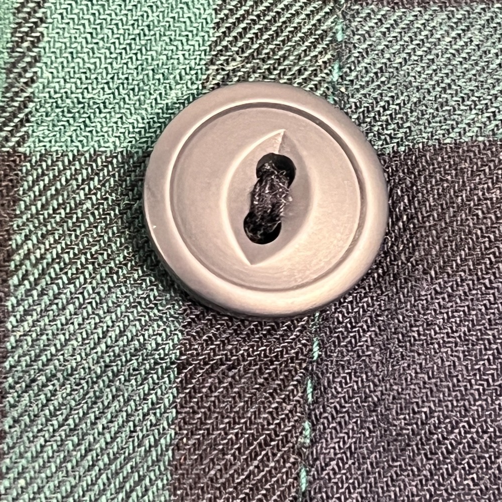 LL Bean Jacket Womens Large Relaxed Blue Green Plaid Flannel Hooded Sherpa Lined - Picture 14 of 16